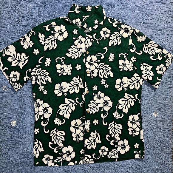 VINTAGE Pride Of Hawaii Floral Button Up Shirt Size XL Mens Summer Green 90s - Picture 2 of 12